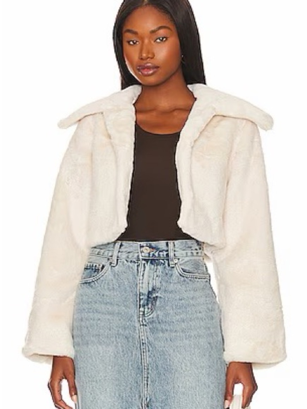 Camila Coelho Cleobella Cropped Faux Fur Jacket